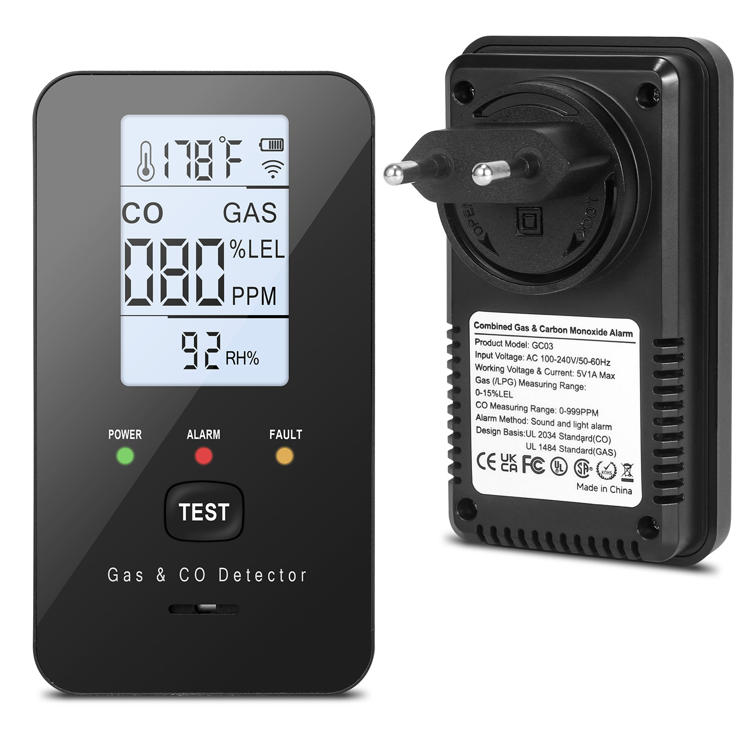 Carbon Monoxide Detector Combo - Combination Natural Gas Detector & Carbon
