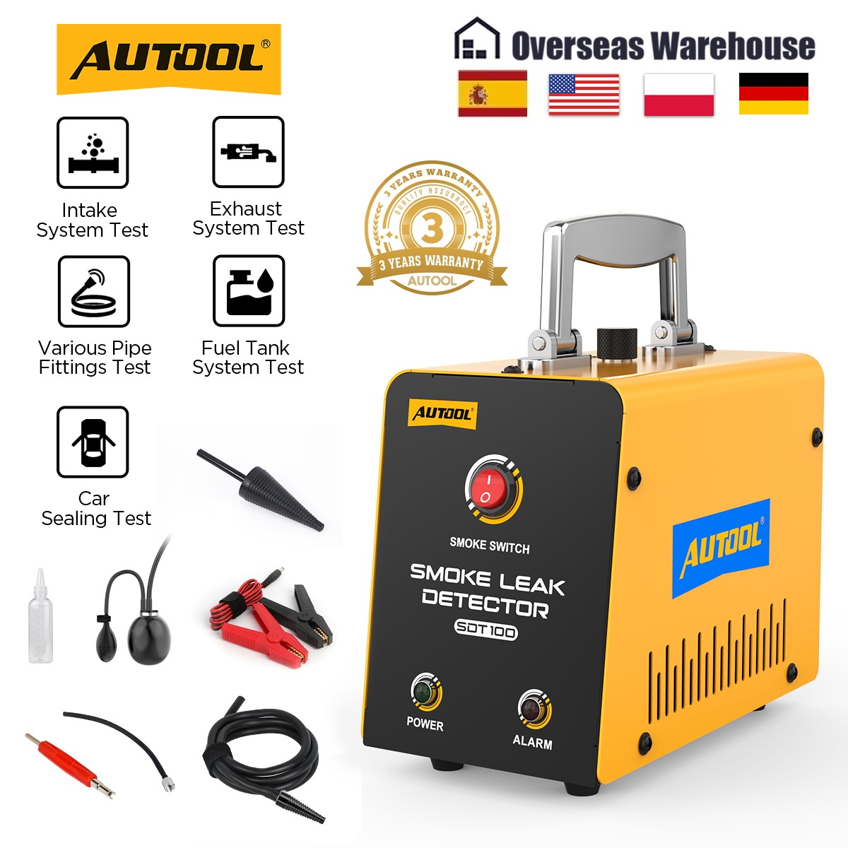 Smoke Alarm Escape Light - AUTOOL SDT100 Automotive Smoke Leak Detector