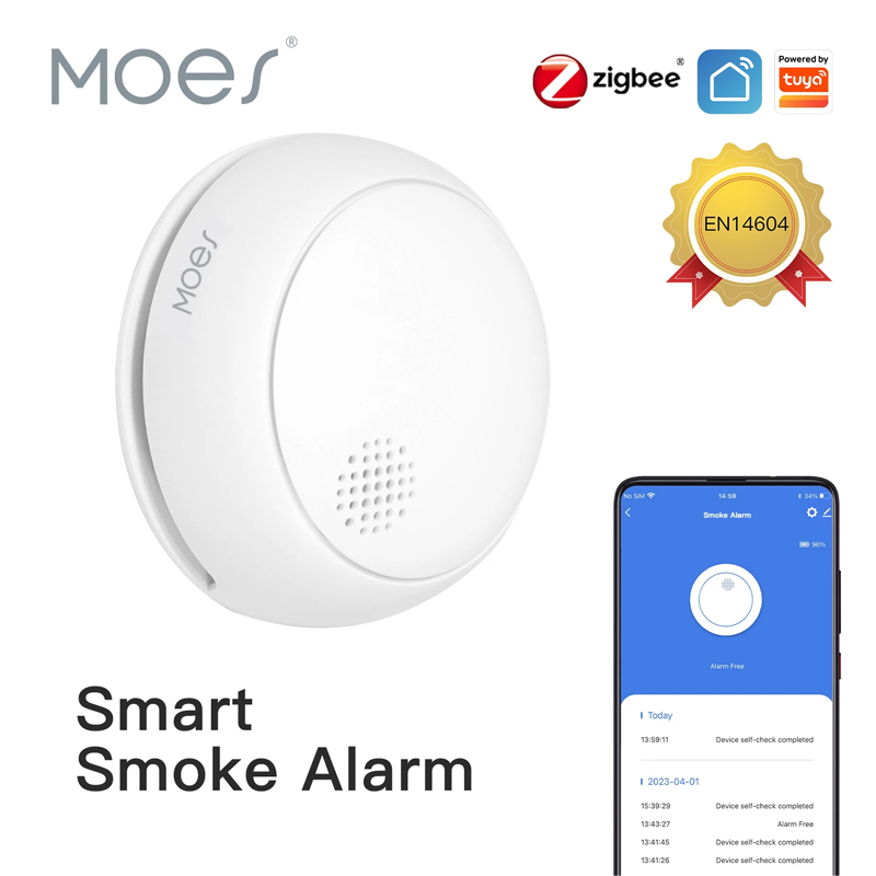Zigbee Smoke Sensor Tuya - MOES ZigBee Smart Wireless Smoke Detector