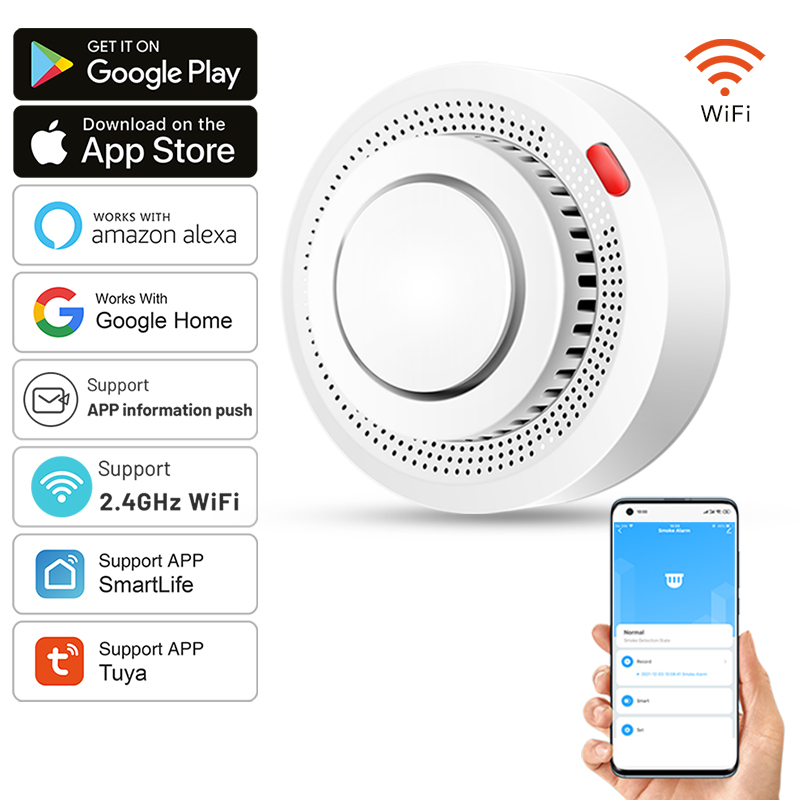 Smart Smoke Detector Wifi - Tuya Smart WiFi Smoke Sensor Fire