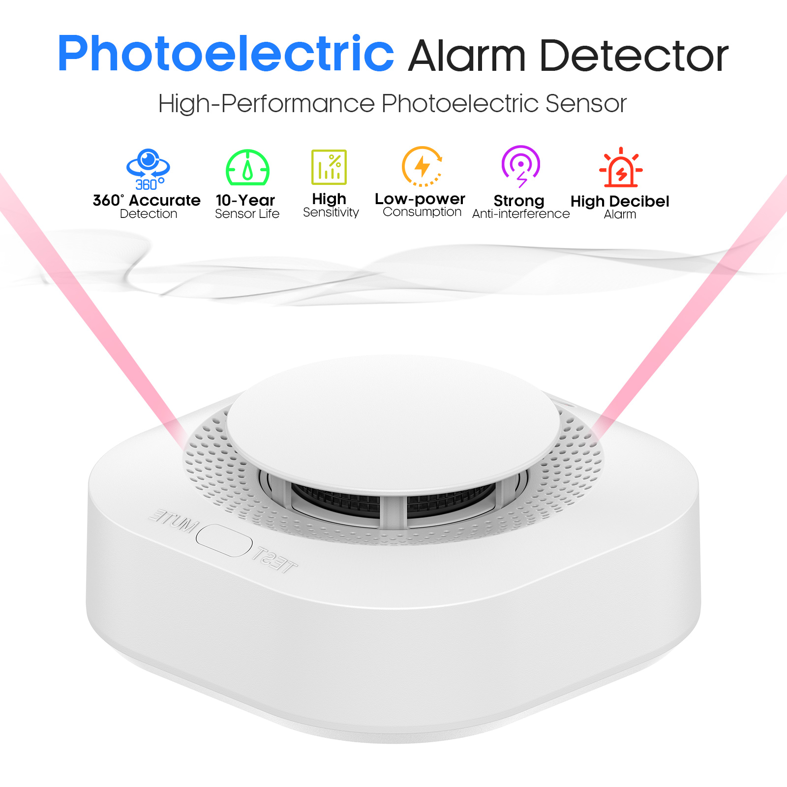 Smoke Alarm 10 Year Battery - 1/4/8PCS Smoke Detector 360° Detection 10-Year