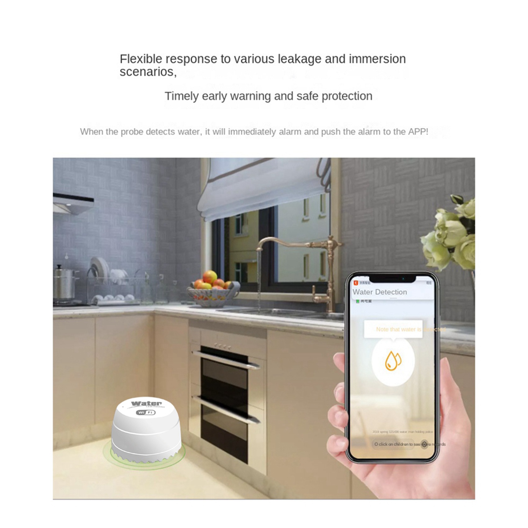 Water Leak Detector Wifi Alarm - ABKW-3X Wifi Crow Smart Water Detector