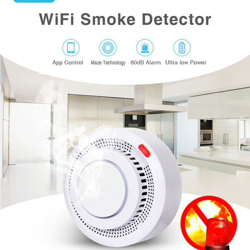 Smart Smoke Detector Wifi - Tuya Smart WIFI Smoke Alarm Fire