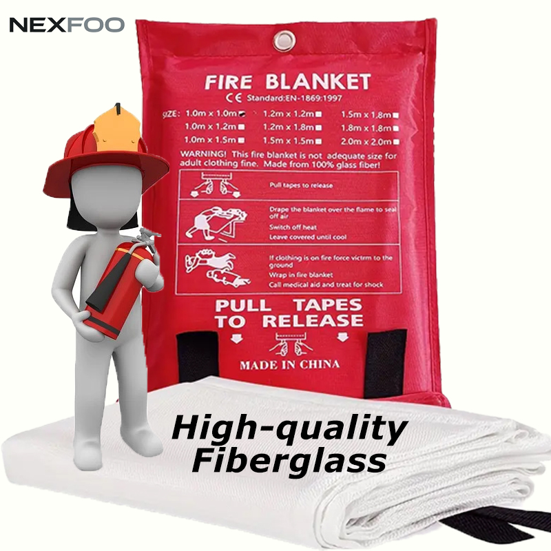 Fire Blanket Fiberglass - NEXFOO Rapid Flame Suppression Fire Emergency