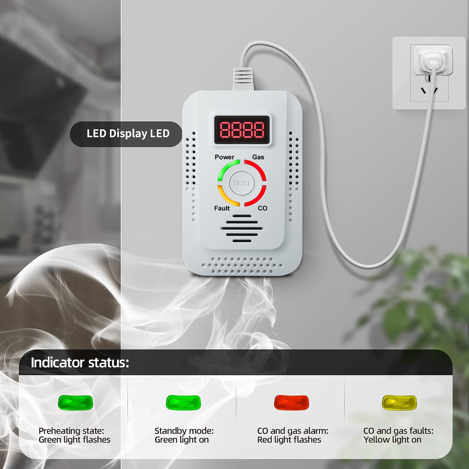Carbon Monoxide Detector Combo - Natural Gas Detector 2in1 And Carbon