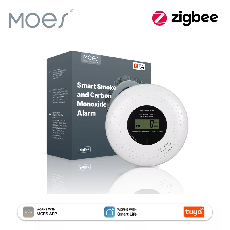 Carbon Monoxide Detector Combo - MOES Tuya ZigBee Smoke and Carbon