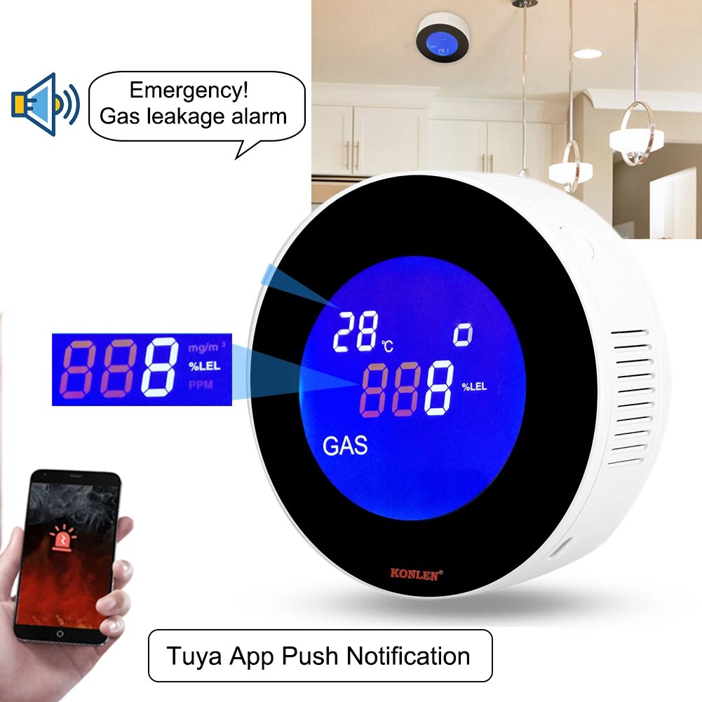 Tuya WIFI Natural LPG Gas Leak - Smart Gas Leak Detector Lpg 评论和价格