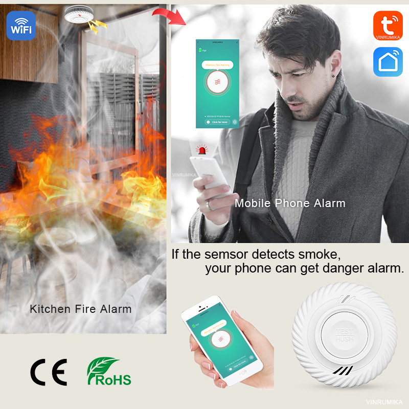 WiFi Function Tuya Smoke Detec - Smart Smoke Detector Wifi 评论和价格