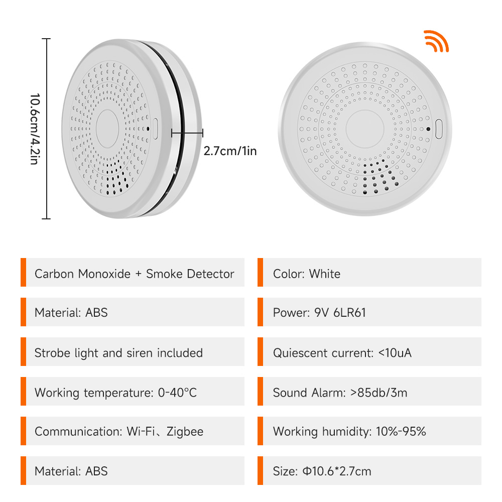 Tuya WiFi 2-in-1 Smoke & CO De - Carbon Monoxide Detector Combo 评论和价格