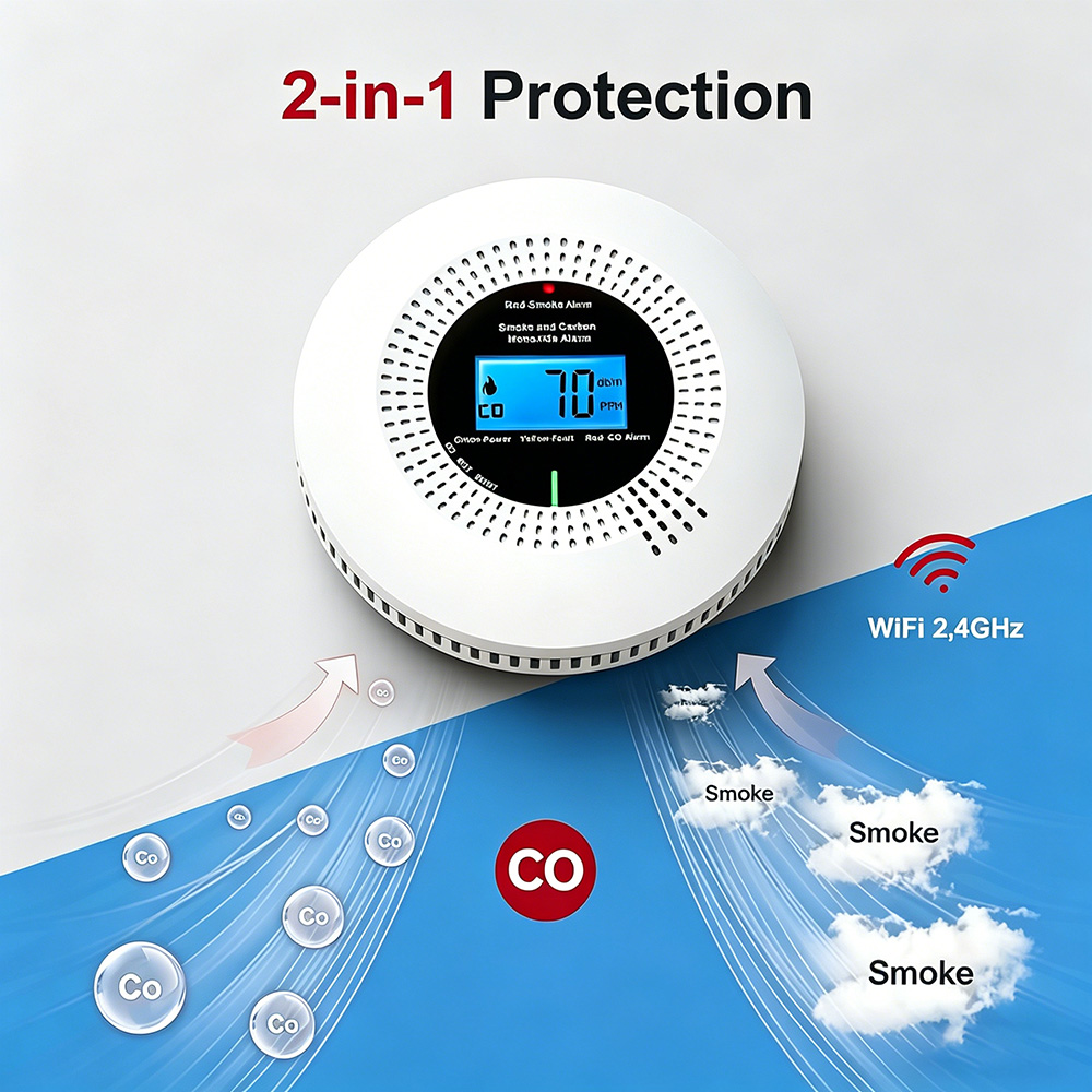 CO Smoke Detector Wifi Tuya Sm - Smoke Alarm 10 Year Battery 评论和价格