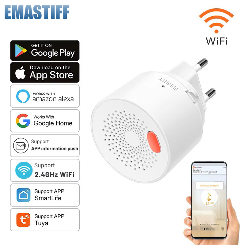 EU/US/UK Tuya Smart Home 2.4G  - Smart Gas Leak Detector Lpg 评论和价格