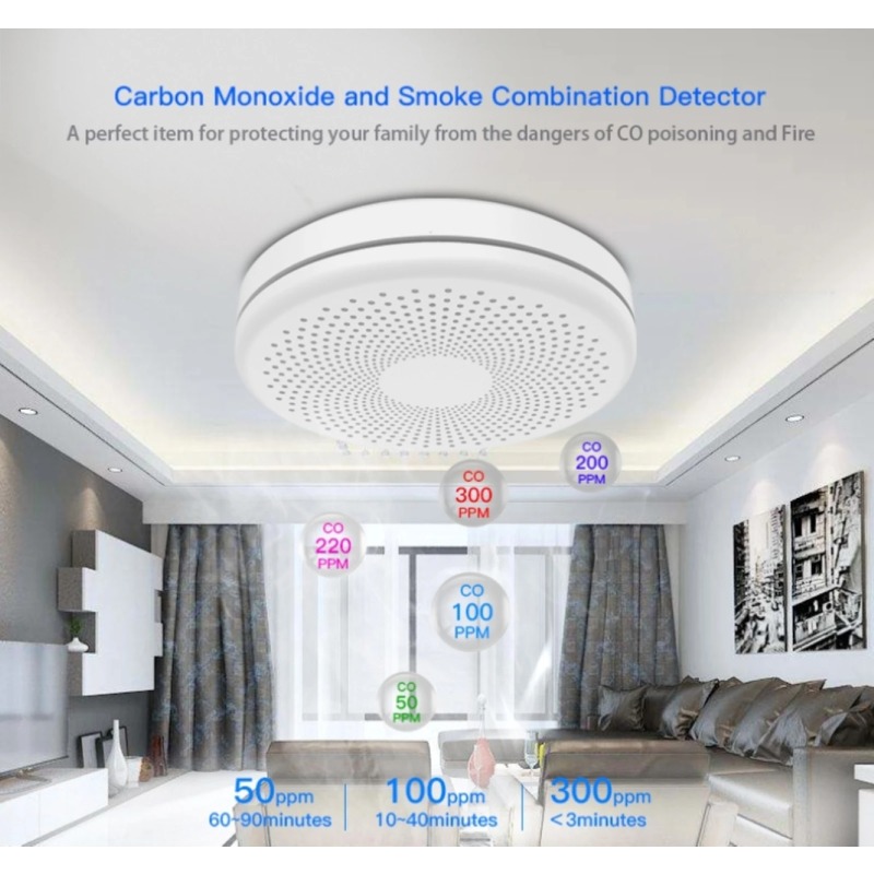 New 2-in-1 WiFi Smart Company  - Smart Smoke Detector Wifi 评论和价格