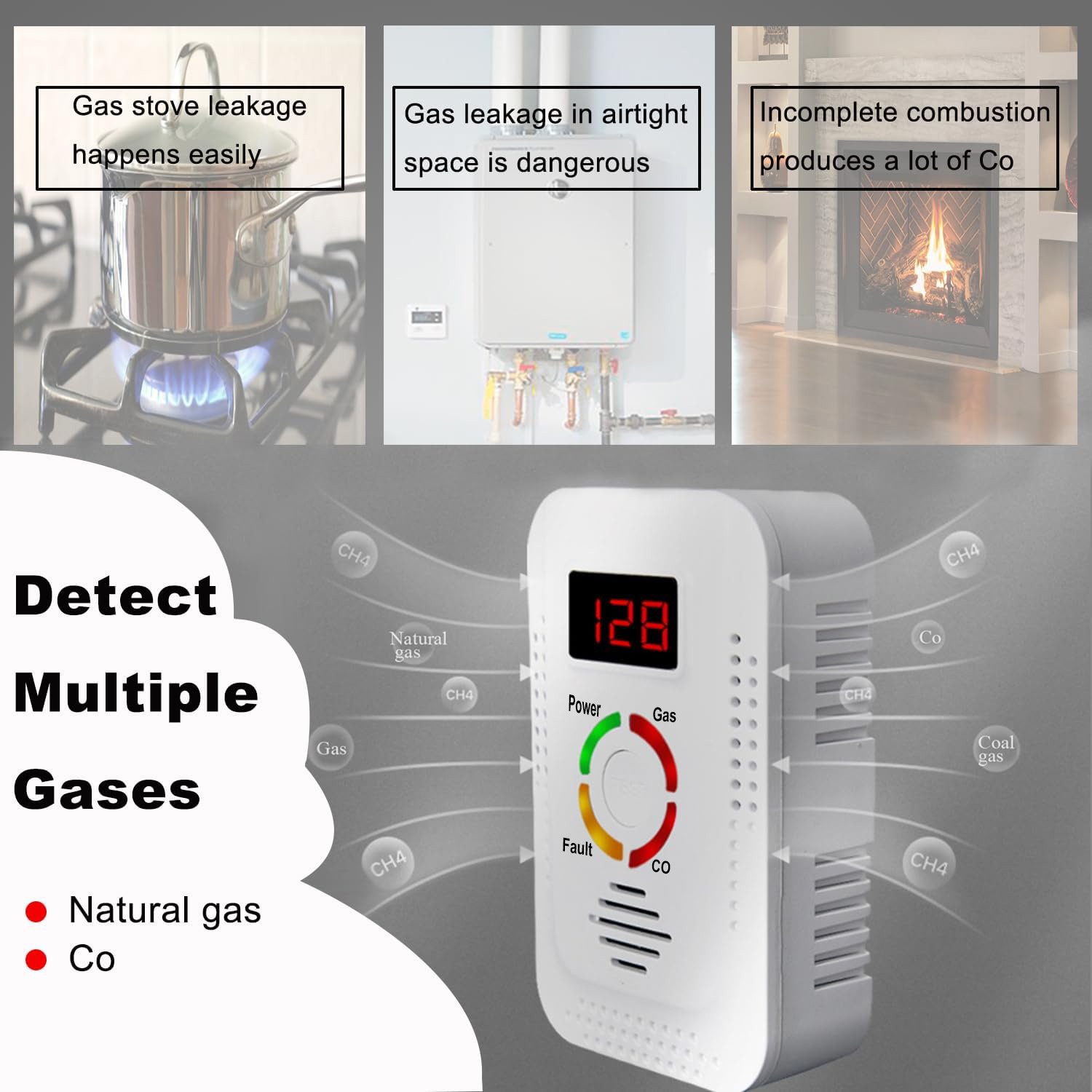 Natural Gas Detector 2in1 And  - Carbon Monoxide Detector Combo 评论和价格